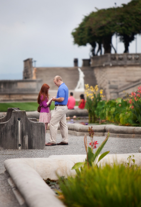 proposing at the reflecting ponds at the Biltmore Estate